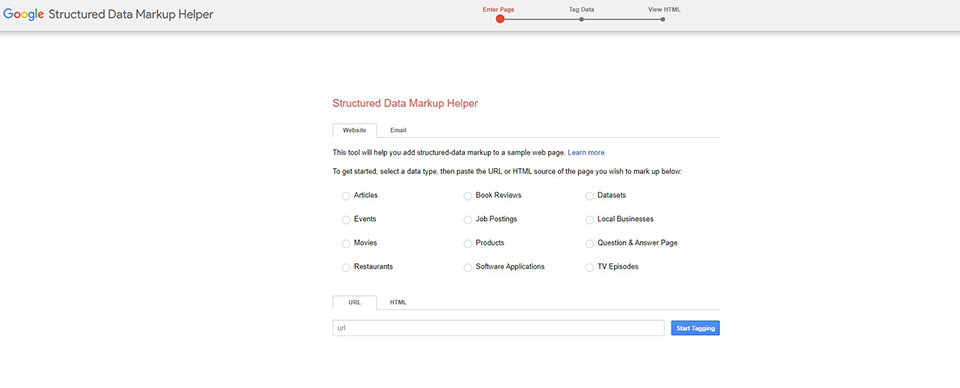 سایت Structured Data Markup Helper  گوگل