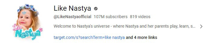 کانال یوتیوب Like Nastya