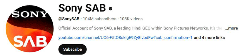 کانال یوتیوب Sony SAB