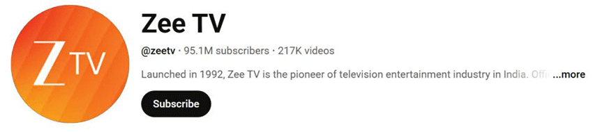 کانال یوتیوب Zee TV