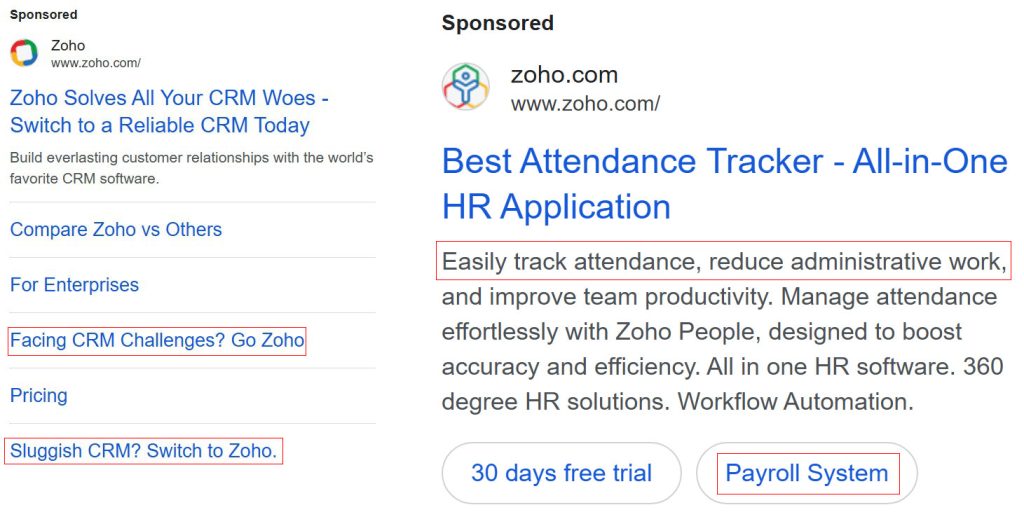 تبلیغات سرچ Zoho