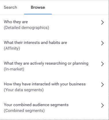انواع سگمنتهای مورد استفاده برای هدفگیری مخاطبان در گوگل ادز