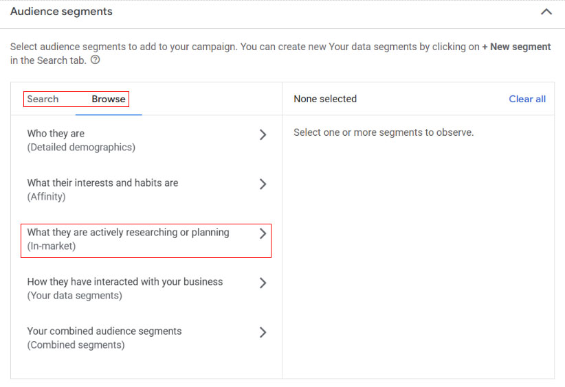 استفاده از مخاطبان In-Market در کمپین گوگل ادز - عکس 2