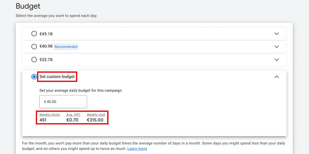 تنظیم بودجه روزانه کمپین