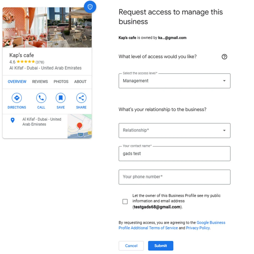 ارسال درخواست برای دسترسی GBP مدیریت شده توسط دیگران - عکس 2
