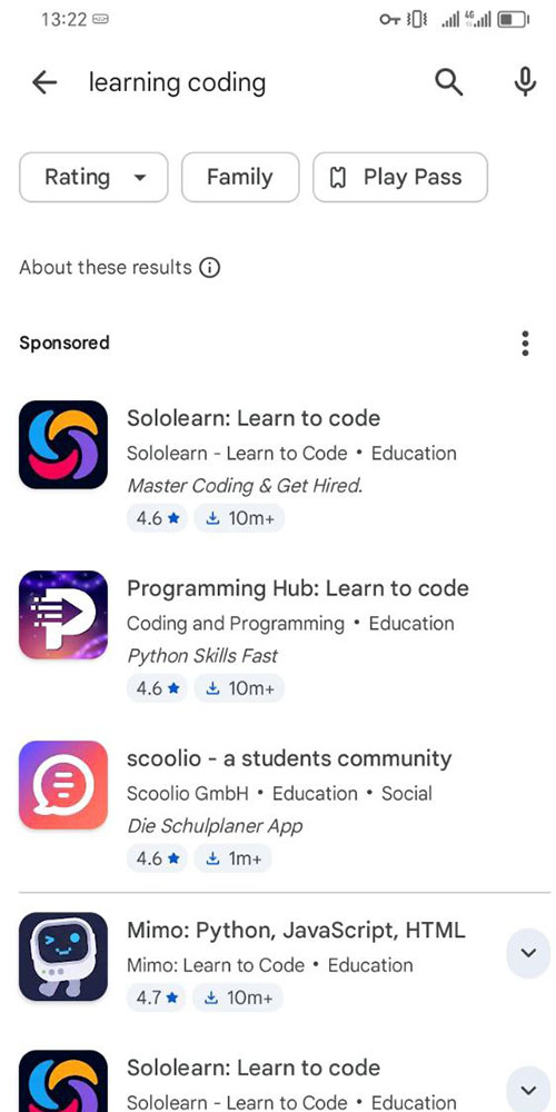 سرچ در گوگل پلی