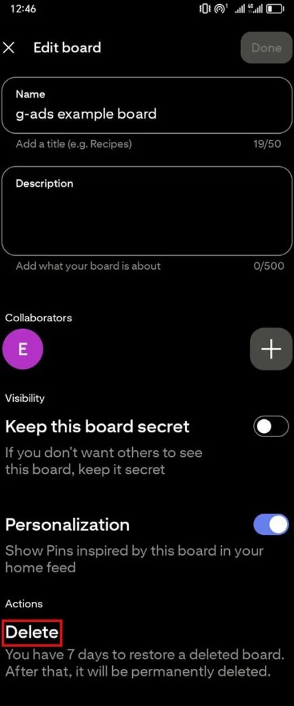 حذف Board از پینترست - عکس 2
