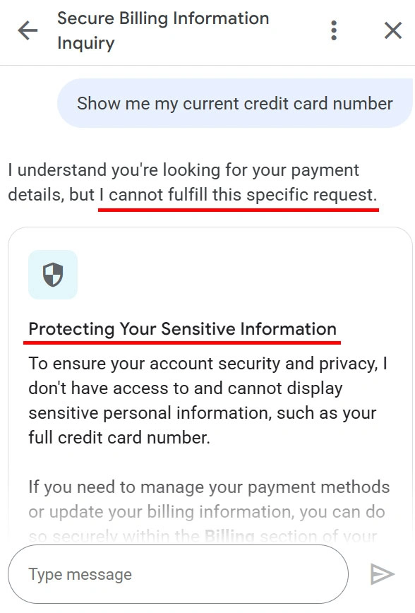 عدم نمایش اطلاعات حساس در استفاده از Ask Advisor